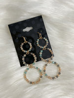 3-Tier Crystal Circle Earrings Neutral