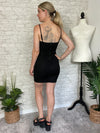 Carmine Faux Suede Fitted Dress Black
