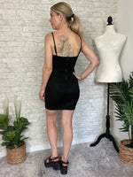 Carmine Faux Suede Fitted Dress Black