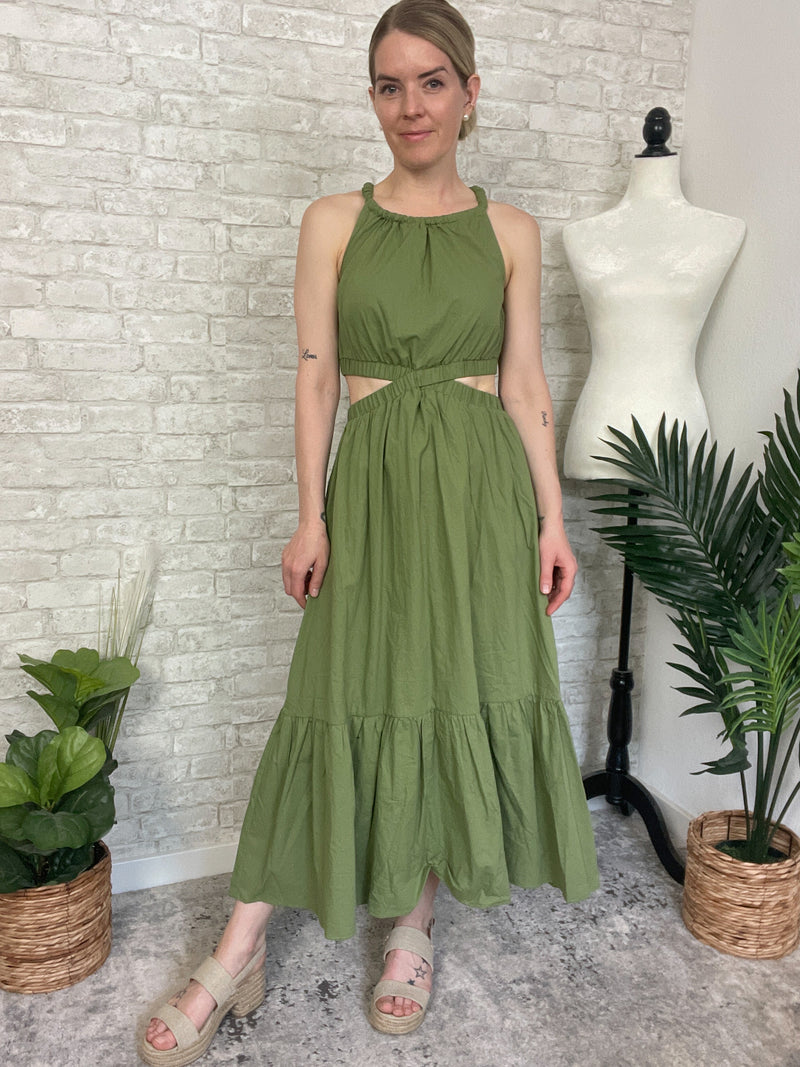 Rebecca Cutout Dress Olive Green