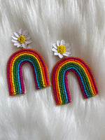 Floral Rainbow Seed Bead Earrings