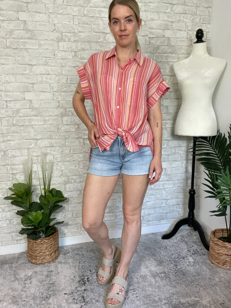 Hamptons Button Up Coral Crush