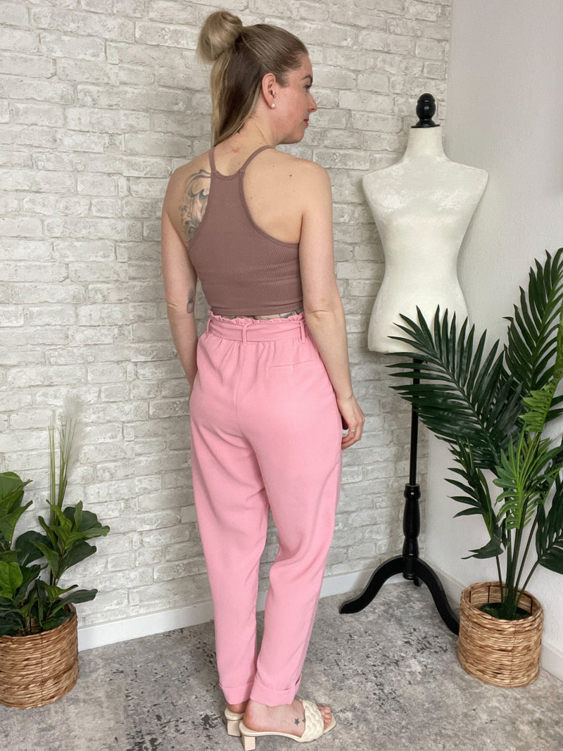 Jeanie High Waisted Pants Pink