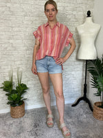 Hamptons Button Up Coral Crush