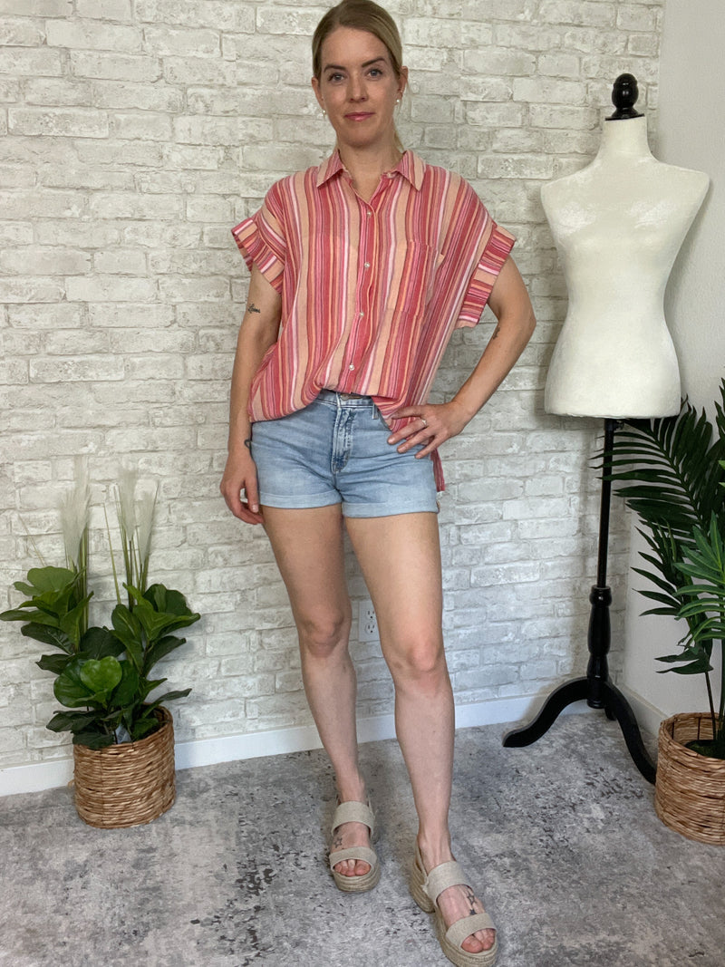 Hamptons Button Up Coral Crush