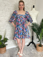 Morning Glory Shimmer Dress Blue