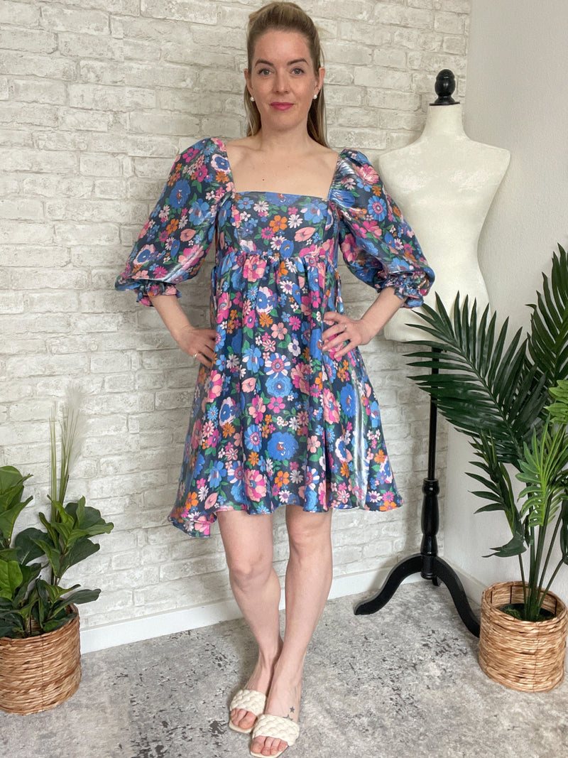 Morning Glory Shimmer Dress Blue