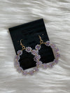 Crystal Daisy Circle Earrings Lavender