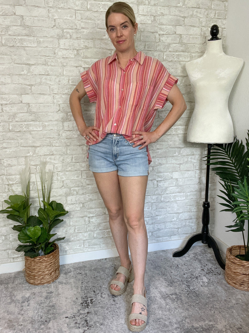 Hamptons Button Up Coral Crush