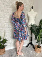 Morning Glory Shimmer Dress Blue