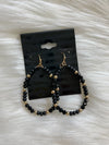 Tear Drop Black + Gold Bead Earrings