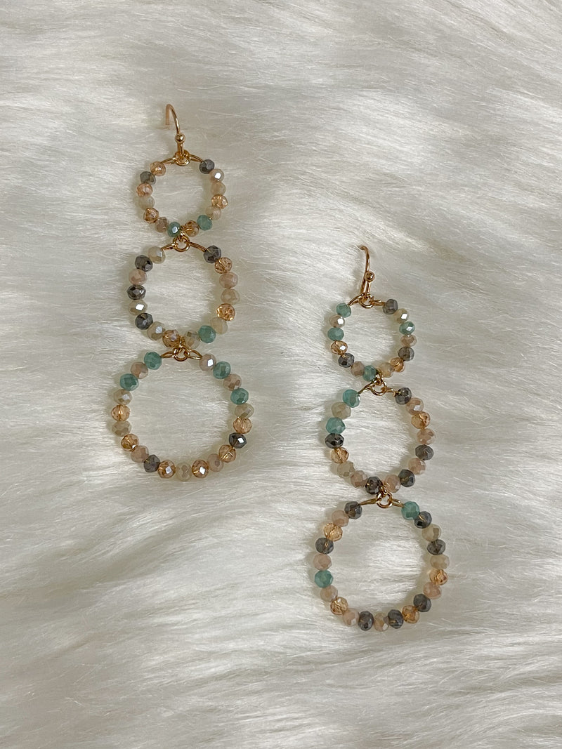 3-Tier Crystal Circle Earrings Neutral