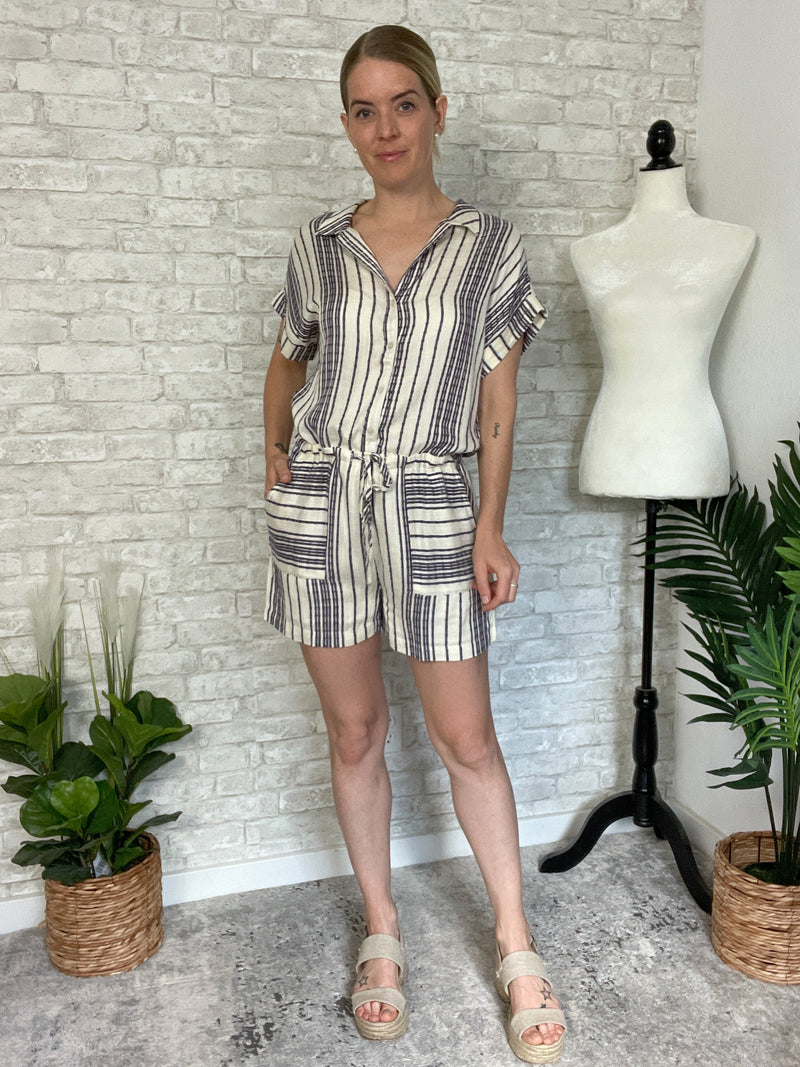 Grenada Blue + Ivory Romper