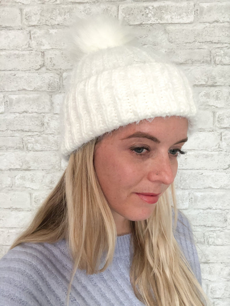 Fuzzy Pom-Pom Beanie
