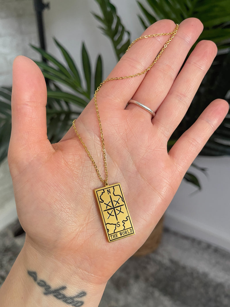 The World Tarot Necklace Gold