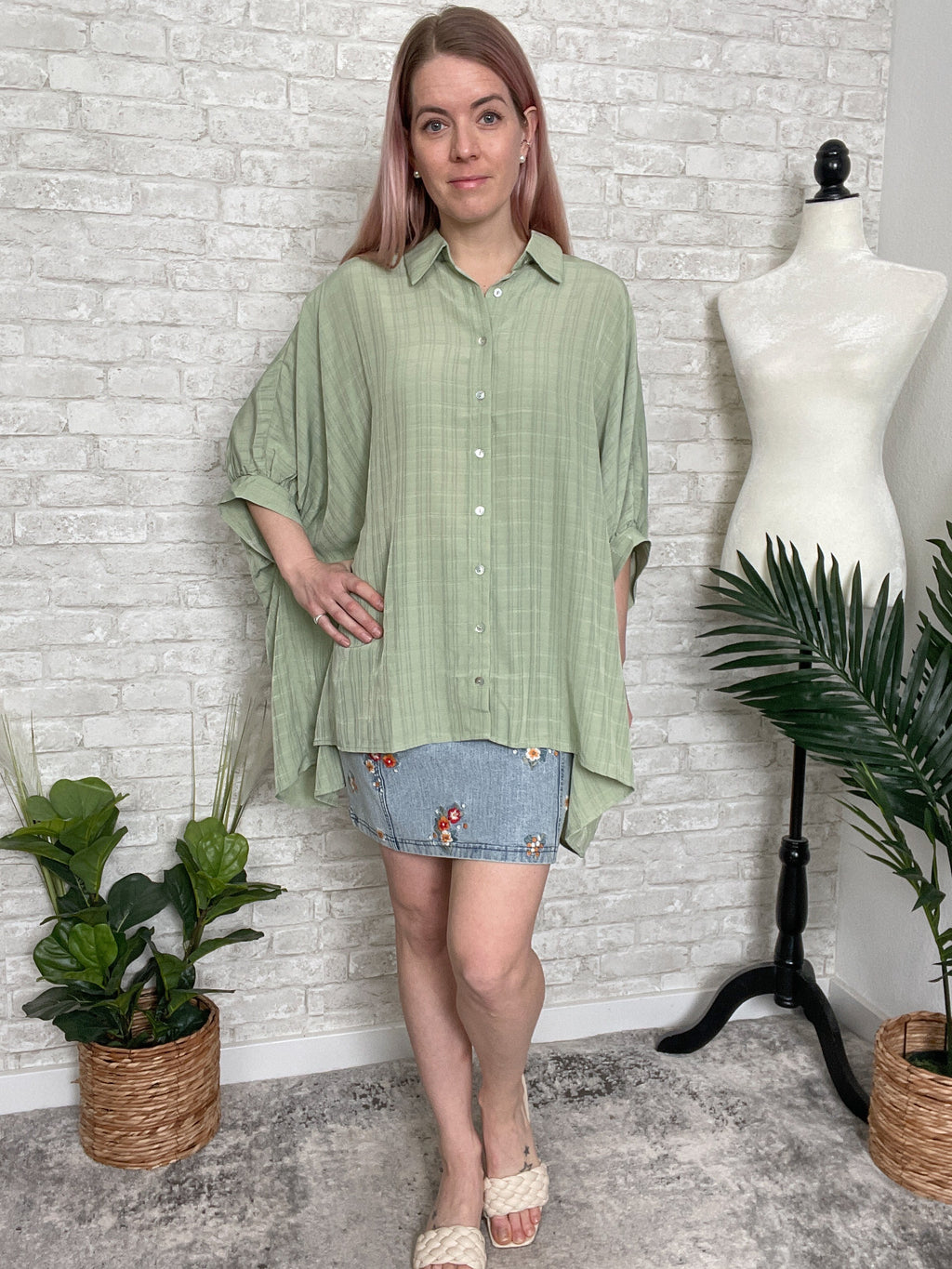 Marissa Blouse Button-Up Sage Green