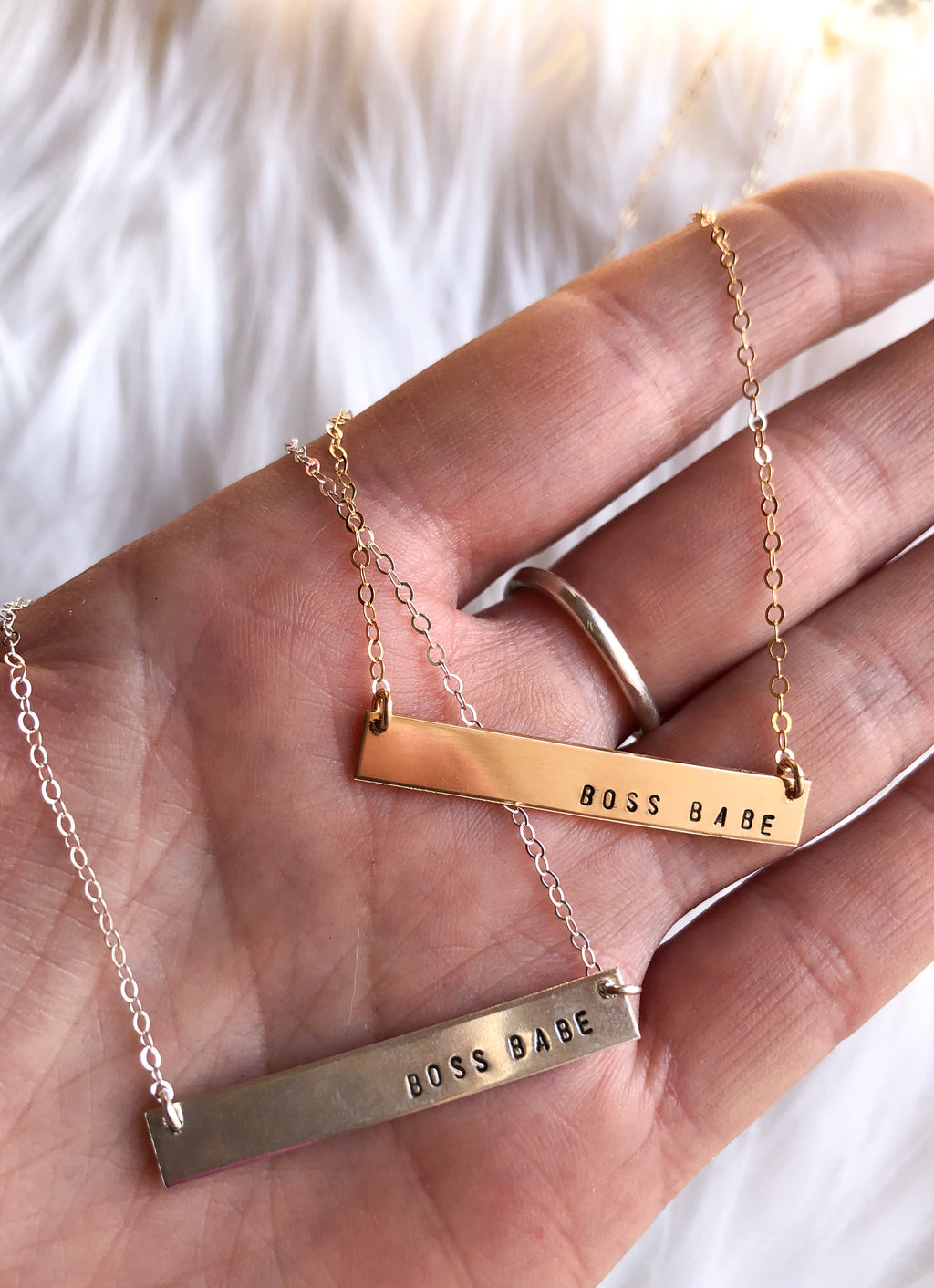 Boss Babe Bar Necklace Silver