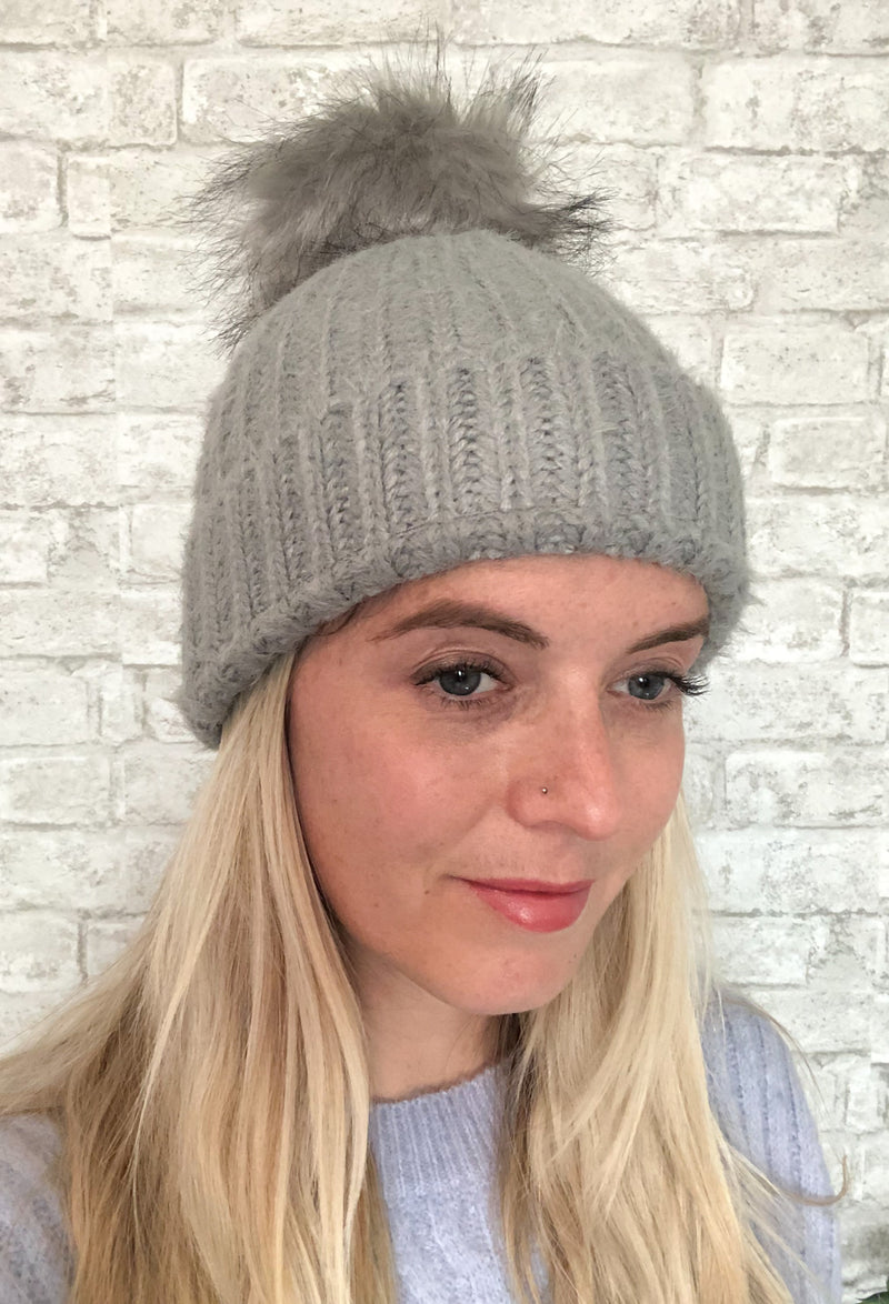 Fuzzy Pom-Pom Beanie