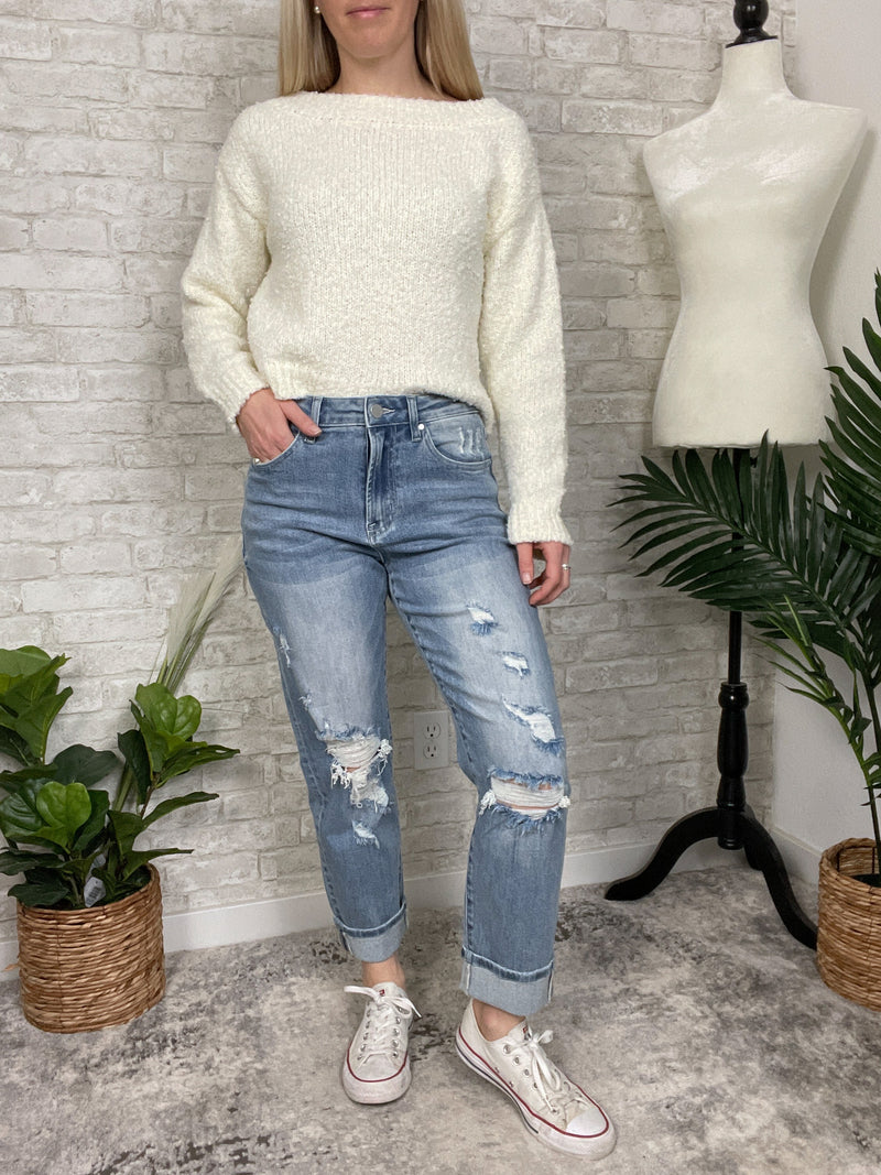 Distressed Boyfriend Jeans
