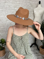 Sophia Wide Brim Chain Hat Camel