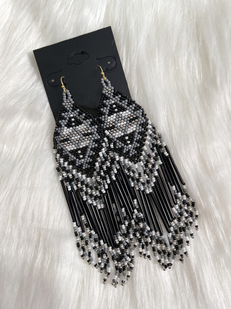 Geometric Tassel Bead Earrings