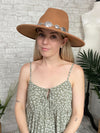 Sophia Wide Brim Chain Hat Camel