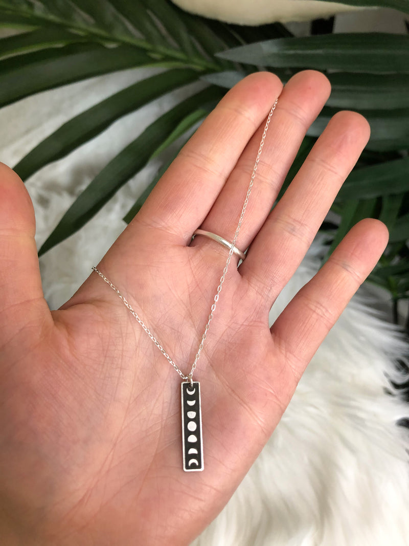 Moon Phase Necklace Vertical