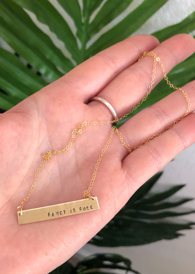 Fancy As Fuck Bar Necklace Gold