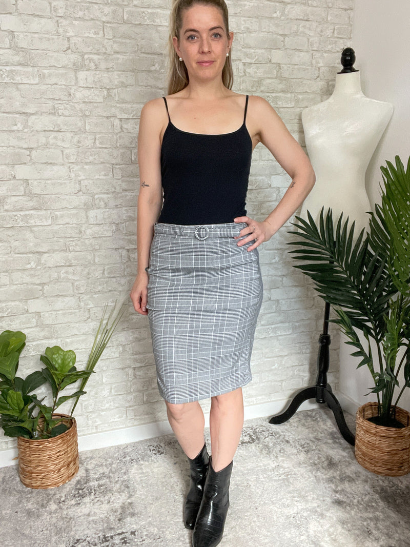 Debbie Black + White Plaid Skirt
