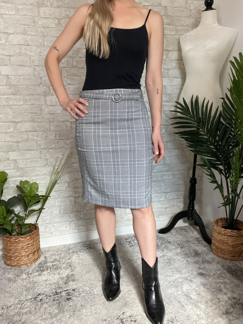 Debbie Black + White Plaid Skirt