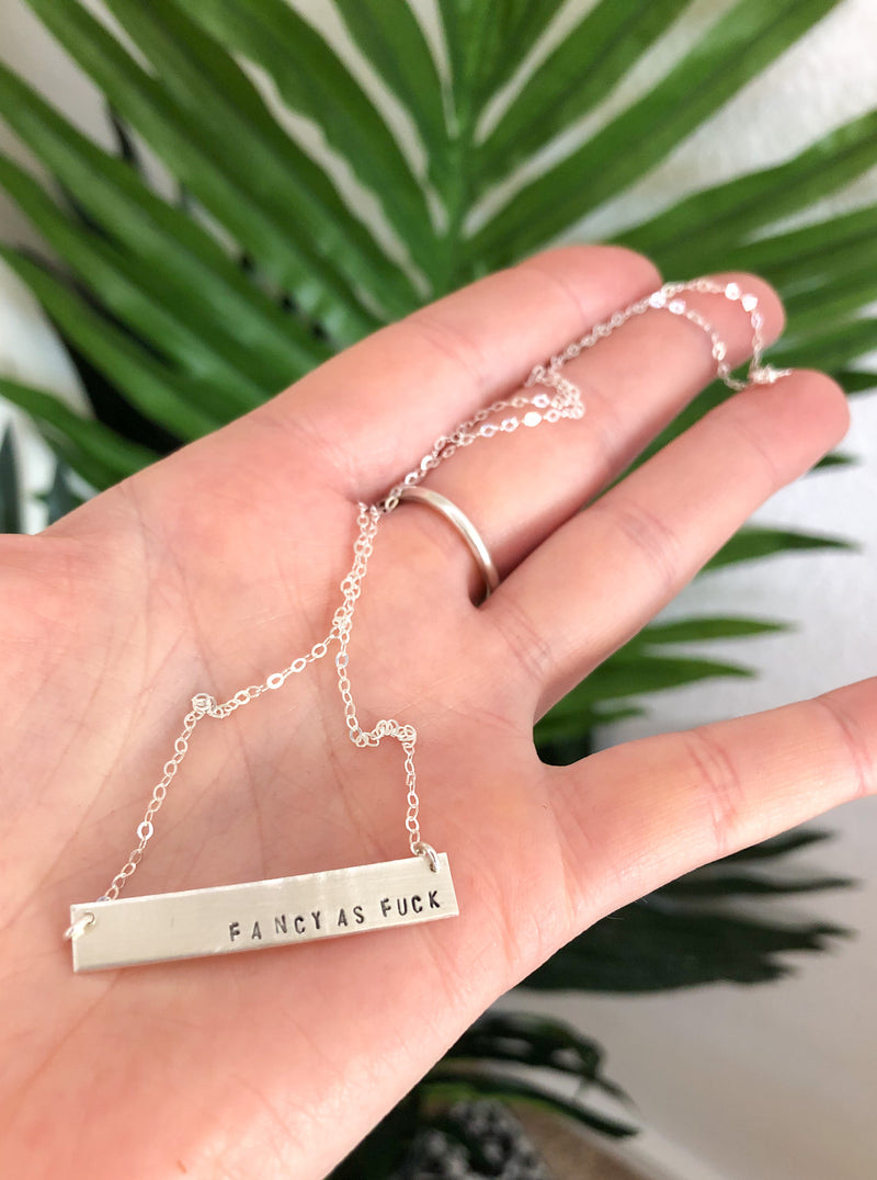 Fancy As Fuck Bar Necklace Silver