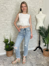 Distressed Micro-Flare Jeans