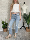 Distressed Micro-Flare Jeans