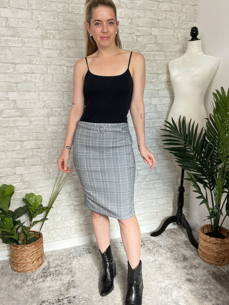 Debbie Black + White Plaid Skirt