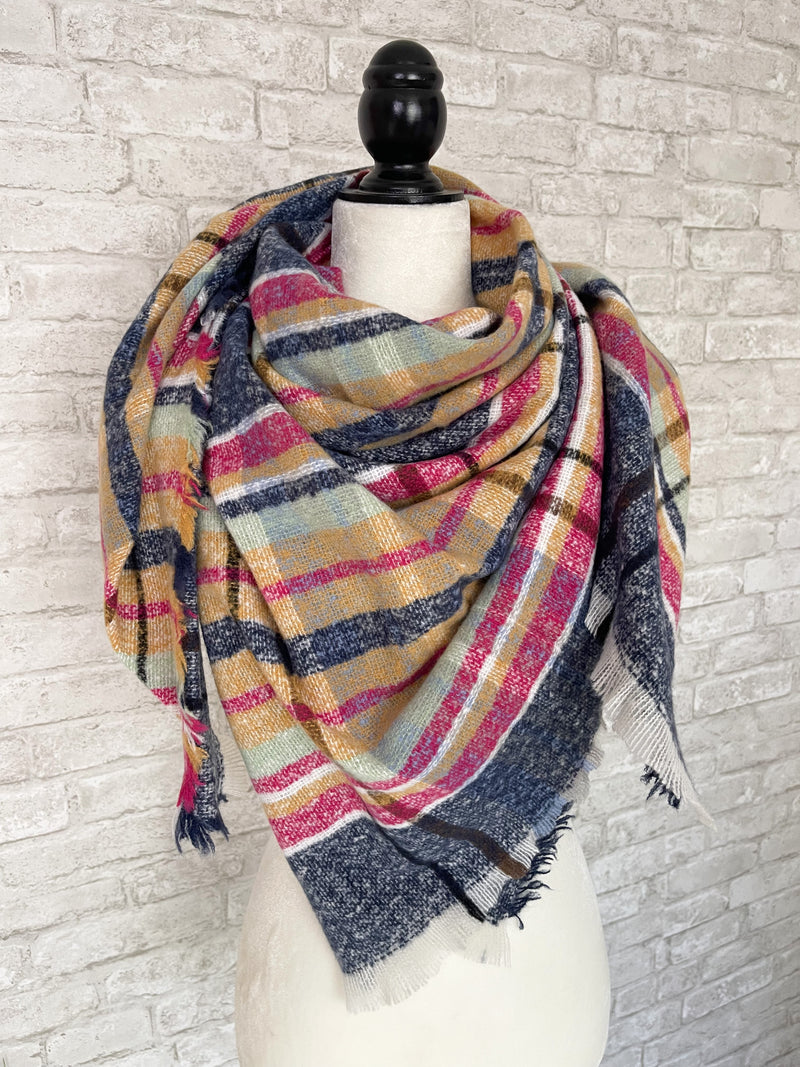 Cuddle Up Scarf Navy + Pink