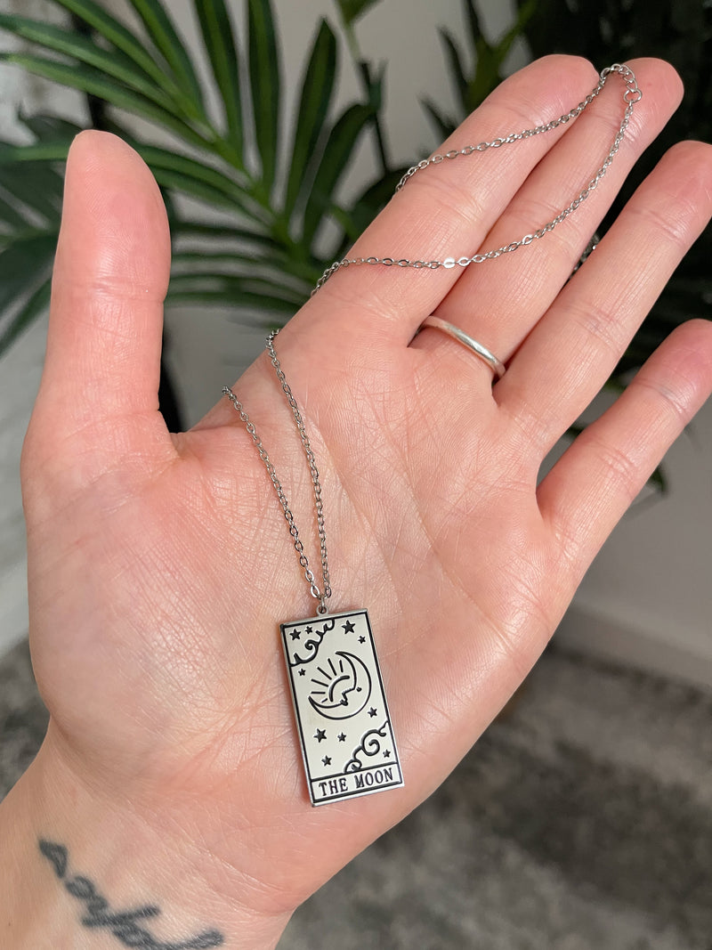 Moon Tarot Necklace Silver