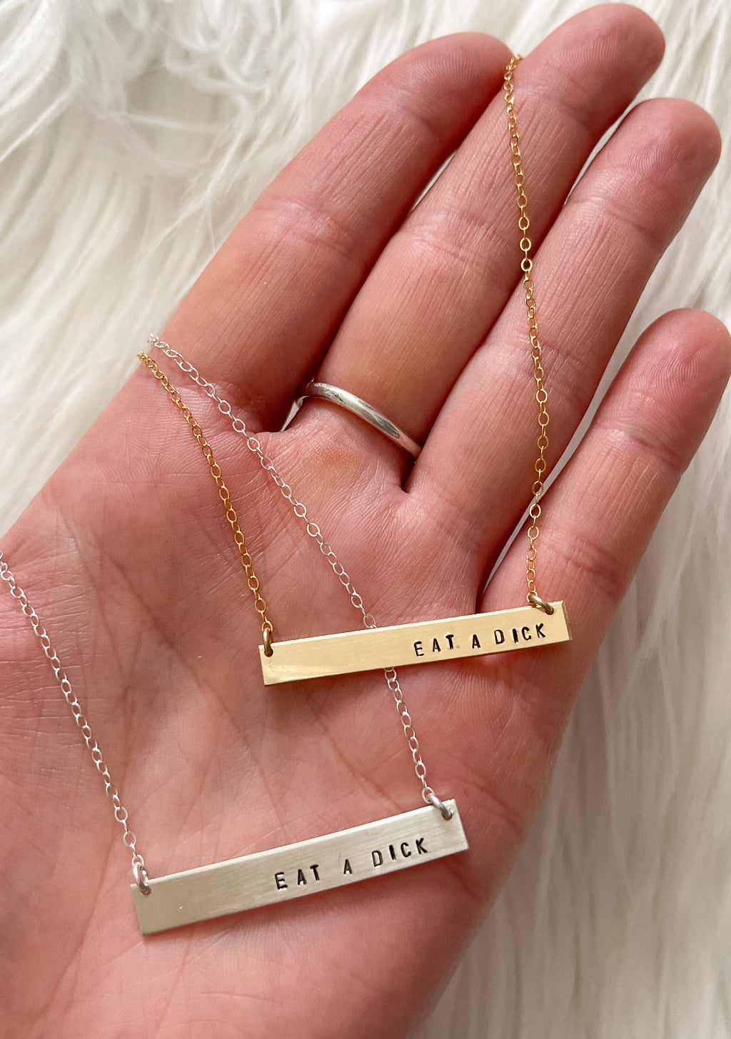 Eat A Dick Bar Necklace Gold Fill