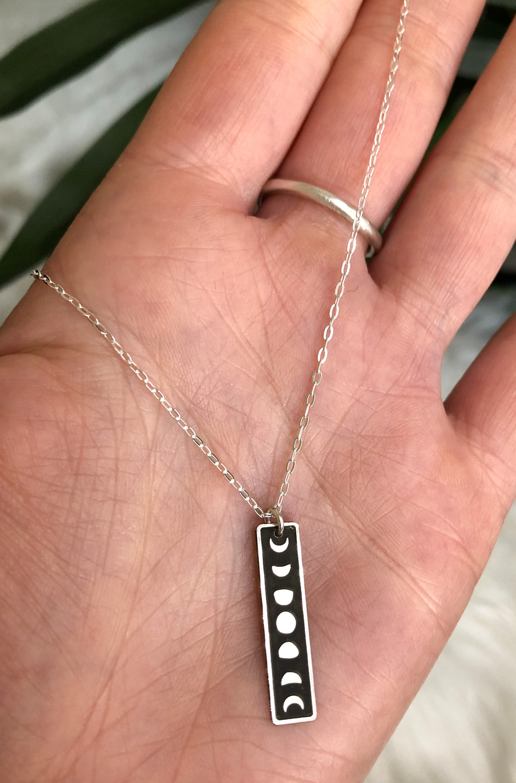 Moon Phase Necklace Vertical