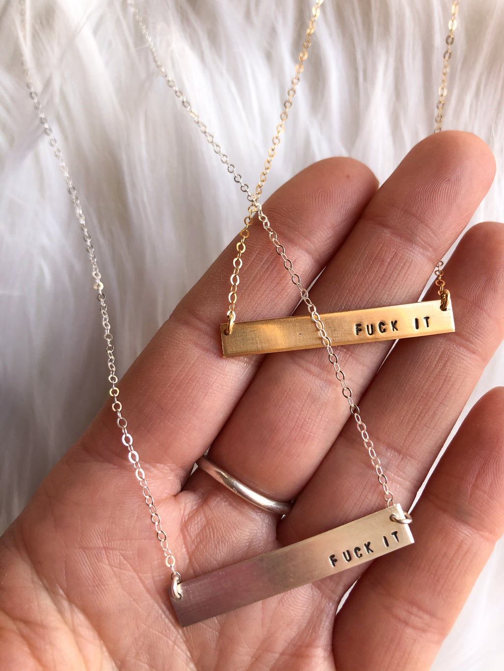 Fuck It Bar Necklace Gold Fill
