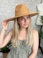 Chloe Wide Brim Chain Hat Camel