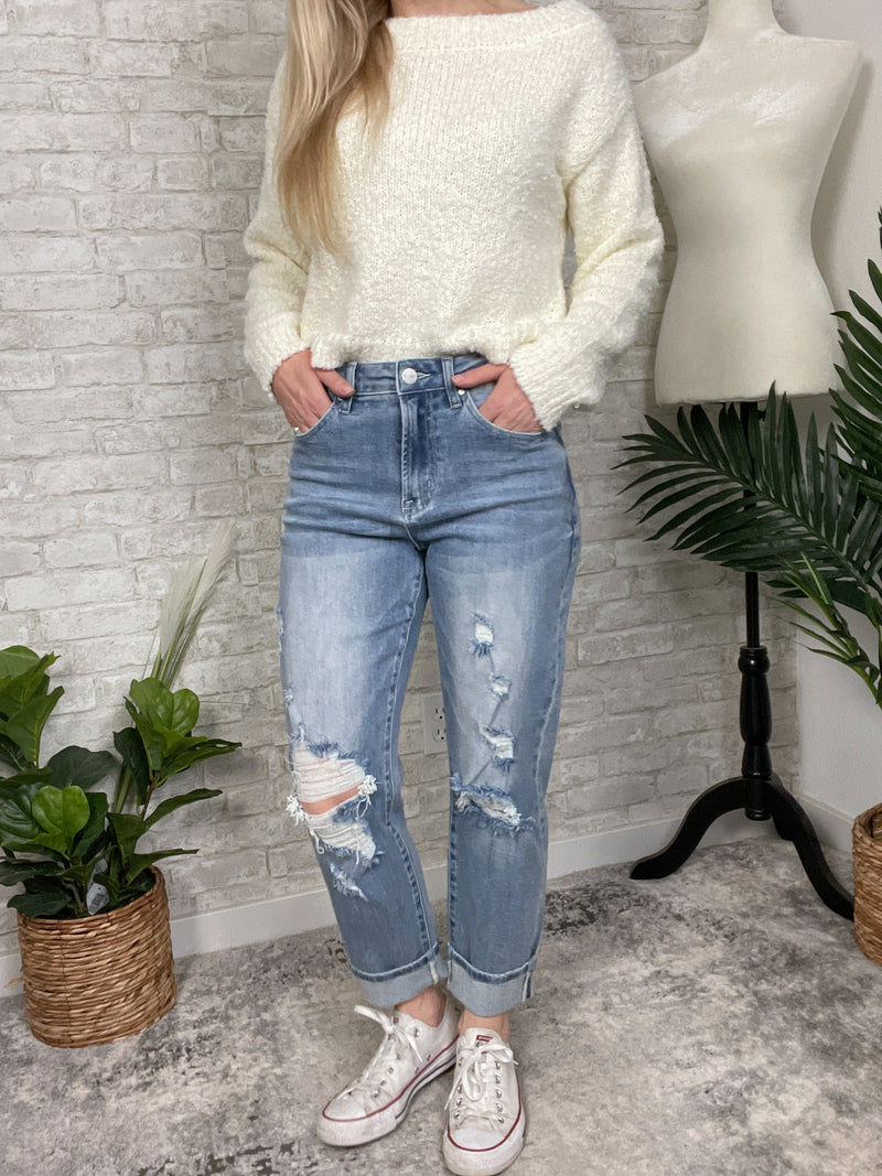 Distressed Boyfriend Jeans